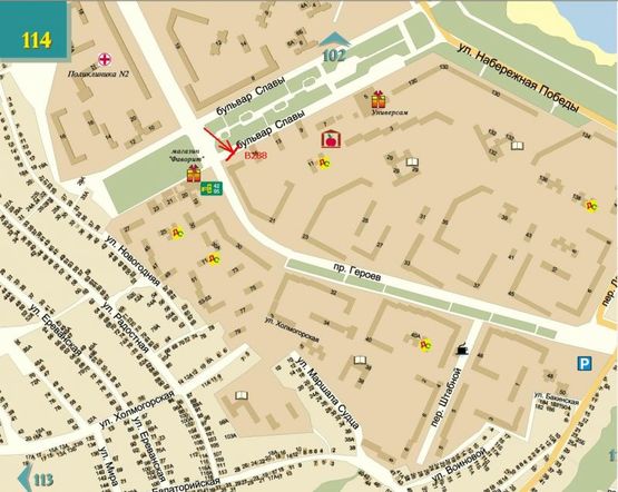 Схема рекламної площини за адресою Бульвар Славы