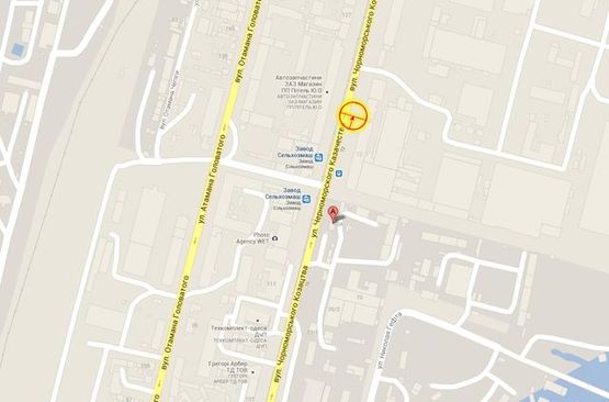 Схема рекламної площини за адресою Черноморского Казачества №72/1 А