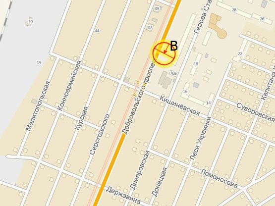 Схема рекламної площини за адресою Добровольского пр-т №70-б Кишинёвская В