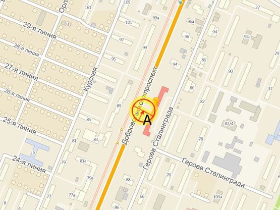 Схема рекламной плоскости по адресу Добровольского пр-т №92 А