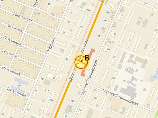 Схема рекламної площини за адресою Добровольского пр-т №92 В