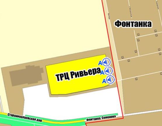 Схема рекламної площини за адресою Ривьера ТРЦ, автостоянка  А левая