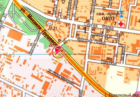 Схема рекламної площини за адресою Грушевского Мих. №45 А