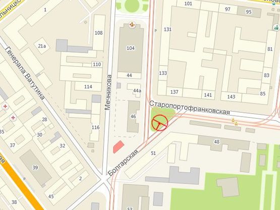 Схема рекламної площини за адресою Болгарская угол Старопортофранковской № 48а А