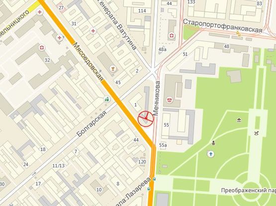 Схема рекламної площини за адресою Мечникова угол Мясоедовской А