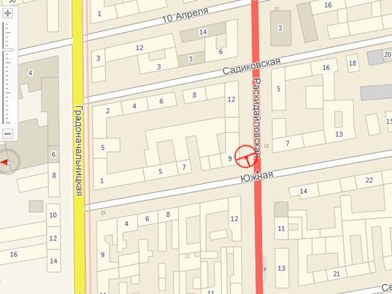 Схема рекламної площини за адресою Раскидайловская угол Южной №9 А