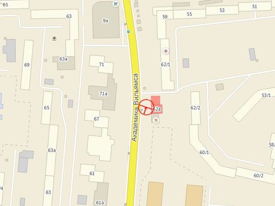 Схема рекламної площини за адресою Вильямса Ак. №62а А