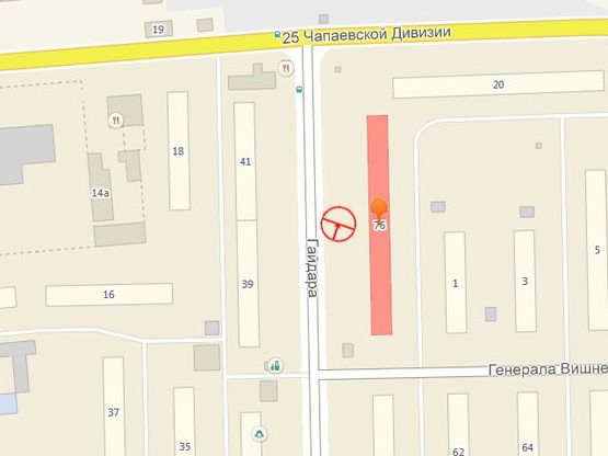 Схема рекламной плоскости по адресу Гайдара №76 Вишневского А