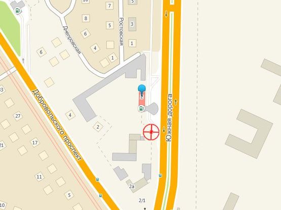 Схема рекламної площини за адресою Южная дорога №2/1 А