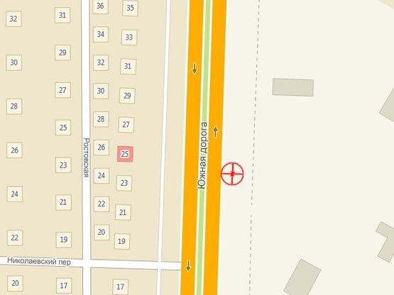 Схема рекламной плоскости по адресу Южная дорога №24 А