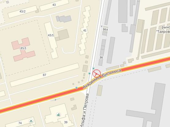 Схема рекламної площини за адресою Вильямса Ак. угол ул.Ильфа и Петрова А