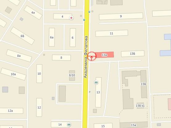 Схема рекламної площини за адресою Филатова Ак.№13а А