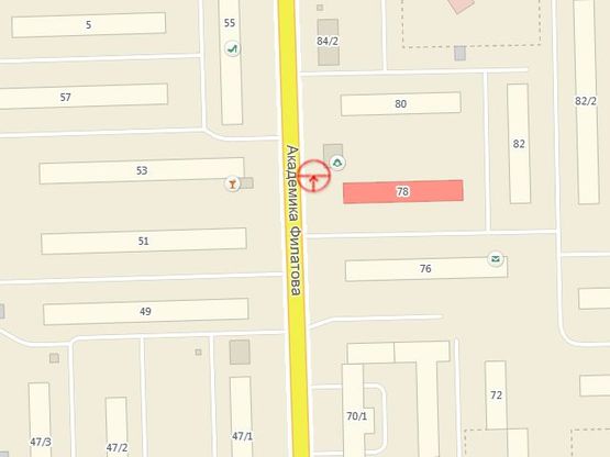 Схема рекламної площини за адресою Филатова Ак.№78 А