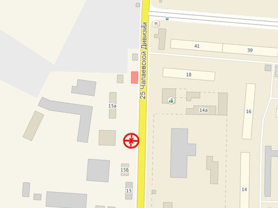 Схема рекламної площини за адресою 25-й Чапаевской Дивизии №13/2 В