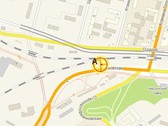 Схема рекламної площини за адресою Балковская напротив Херсонского сквера А