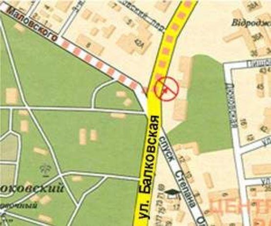 Схема рекламної площини за адресою Балковская спуск Ст.Олейника А левая