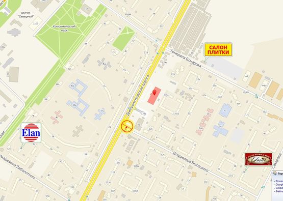 Схема рекламної площини за адресою Днепропетровская дорога "Фуршет" Высоцкого №2 А