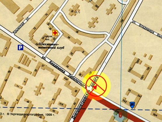 Схема рекламної площини за адресою Днепропетровская дорога №103/1 А