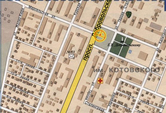 Схема рекламной плоскости по адресу Добровольского Марсельская В