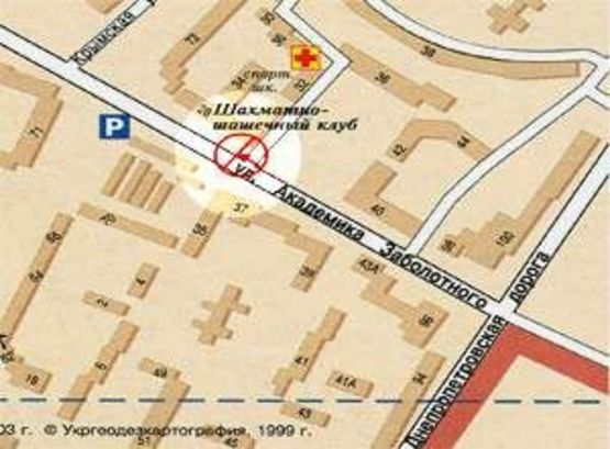 Схема рекламної площини за адресою Заболотного №28 А