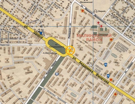 Схема рекламной плоскости по адресу И.Рабина угол Ак.Филатова №86 А