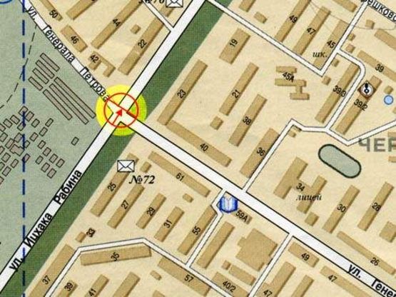 Схема рекламної площини за адресою И.Рабина угол Ген.Петрова А