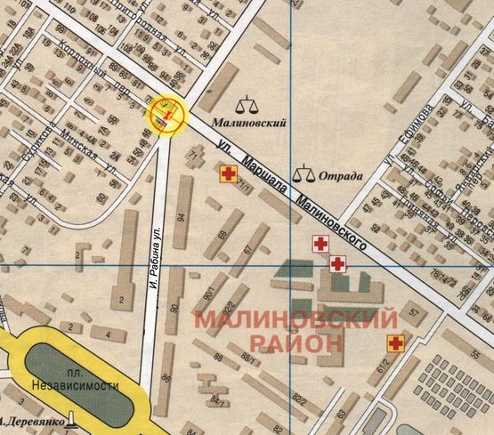 Схема рекламної площини за адресою И.Рабина угол Малиновского А