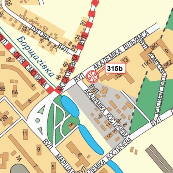 Схема рекламной плоскости по адресу Вильямса Ак. ул., 17/11 (маркет "Сильпо", комплекс "Лавилиа"), в направ.Кольцевой дороги