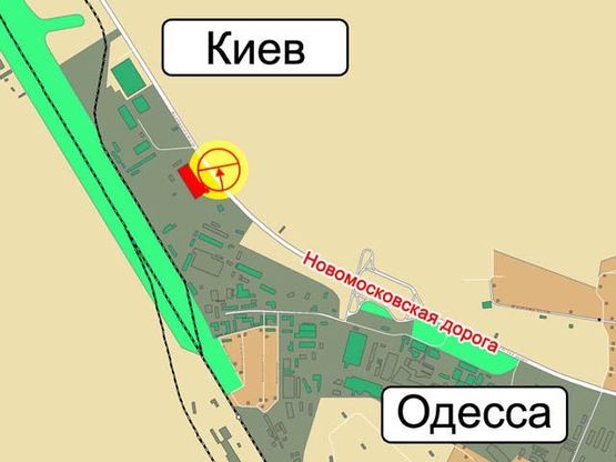 Схема рекламной плоскости по адресу Киевское шоссе Мерседес центр А