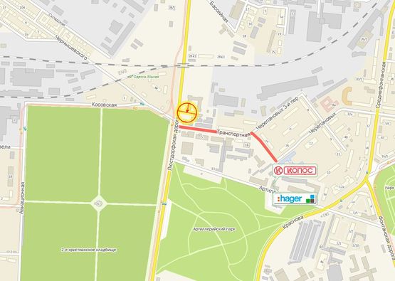 Схема рекламної площини за адресою Люстдорфская дор. №1 Транспортная В