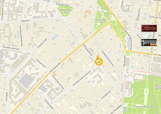 Схема рекламної площини за адресою Мясоедовская №25 Б.Хмельницкого В