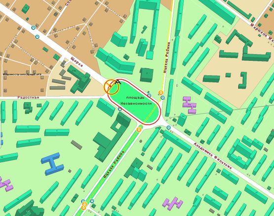 Схема рекламної площини за адресою пл-дь Деревянко угол Рихтера Св. №2 А