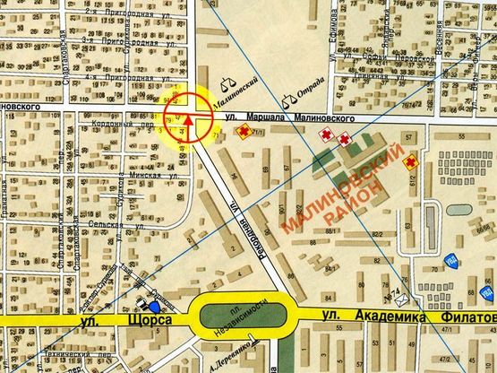 Схема рекламной плоскости по адресу Рекордная  Малиновского В