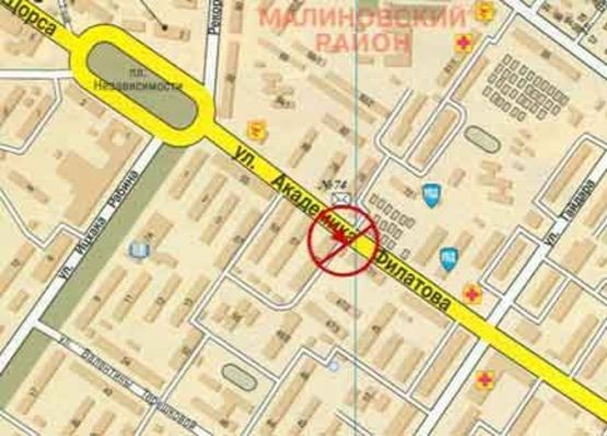 Схема рекламної площини за адресою Филатова Ак.№47/1 А