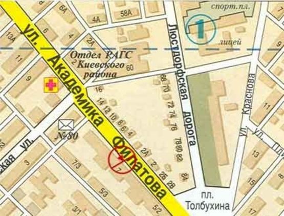 Схема рекламной плоскости по адресу Филатова Ак.№9 А