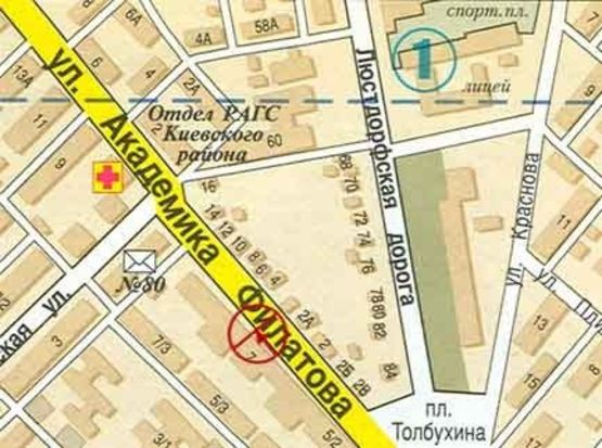 Схема рекламної площини за адресою Филатова Ак.№9 В