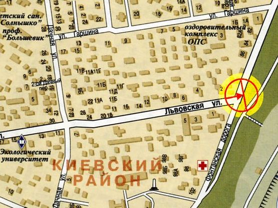 Схема рекламной плоскости по адресу Фонтанская дор угол Львовская А
