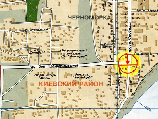 Схема рекламної площини за адресою Черноморка пр.Свободы 90 А