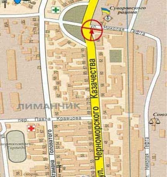 Схема рекламної площини за адресою Черноморского Казачества А