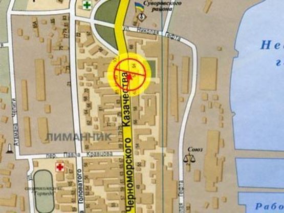 Схема рекламної площини за адресою Черноморского Казачества №66 сахарный з-д А