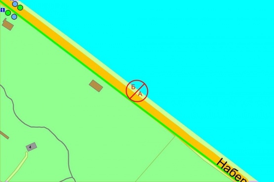 Схема рекламной плоскости по адресу Набережное шоссе(2)(1200м к Пешеход.мост. )