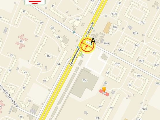 Схема рекламной плоскости по адресу Днепропетровская дорога №99в Заболотного А