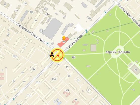Схема рекламної площини за адресою Ген.Петрова Космонавтов №36 А