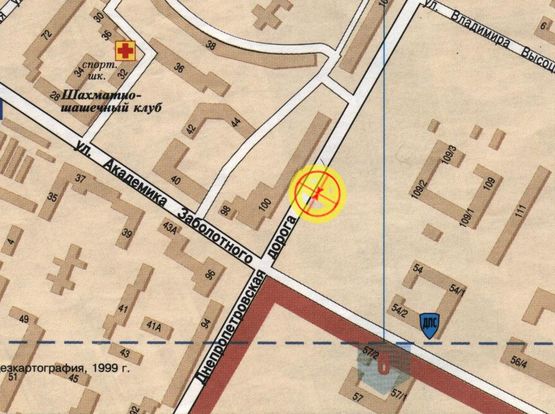 Схема рекламної площини за адресою Днепропетровская дорога №123 А левая