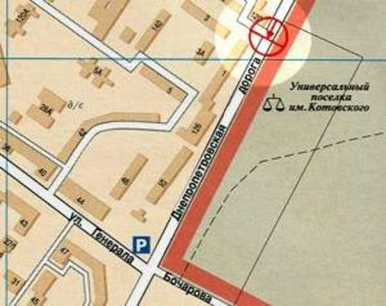 Схема рекламной плоскости по адресу Днепропетровская дорога Махачкалинская №1 А правая