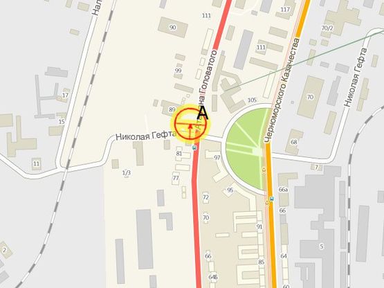 Схема рекламної площини за адресою Ат.Головатого угол Николая Гефта А левая