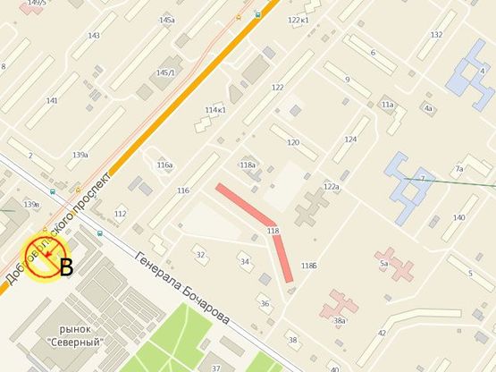 Схема рекламної площини за адресою Добровольского пр-т №114/2 рынок "Северный" В
