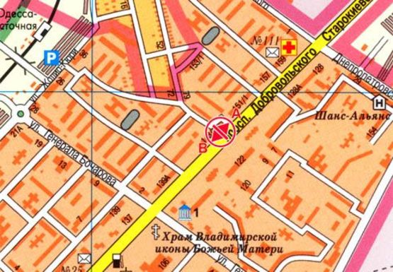 Схема рекламної площини за адресою Добровольского пр-т №147/1 А