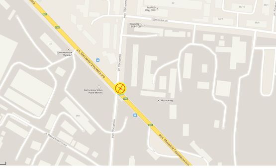 Схема рекламной плоскости по адресу Грушевского Мих. №40б Проценко А