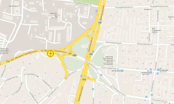 Схема рекламної площини за адресою Грушевского Мих. возле моста А правая